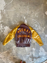 Load image into Gallery viewer, Mustard Maroon Leather Varsity Jacket