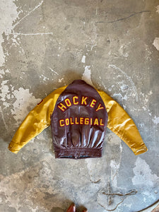 Mustard Maroon Leather Varsity Jacket